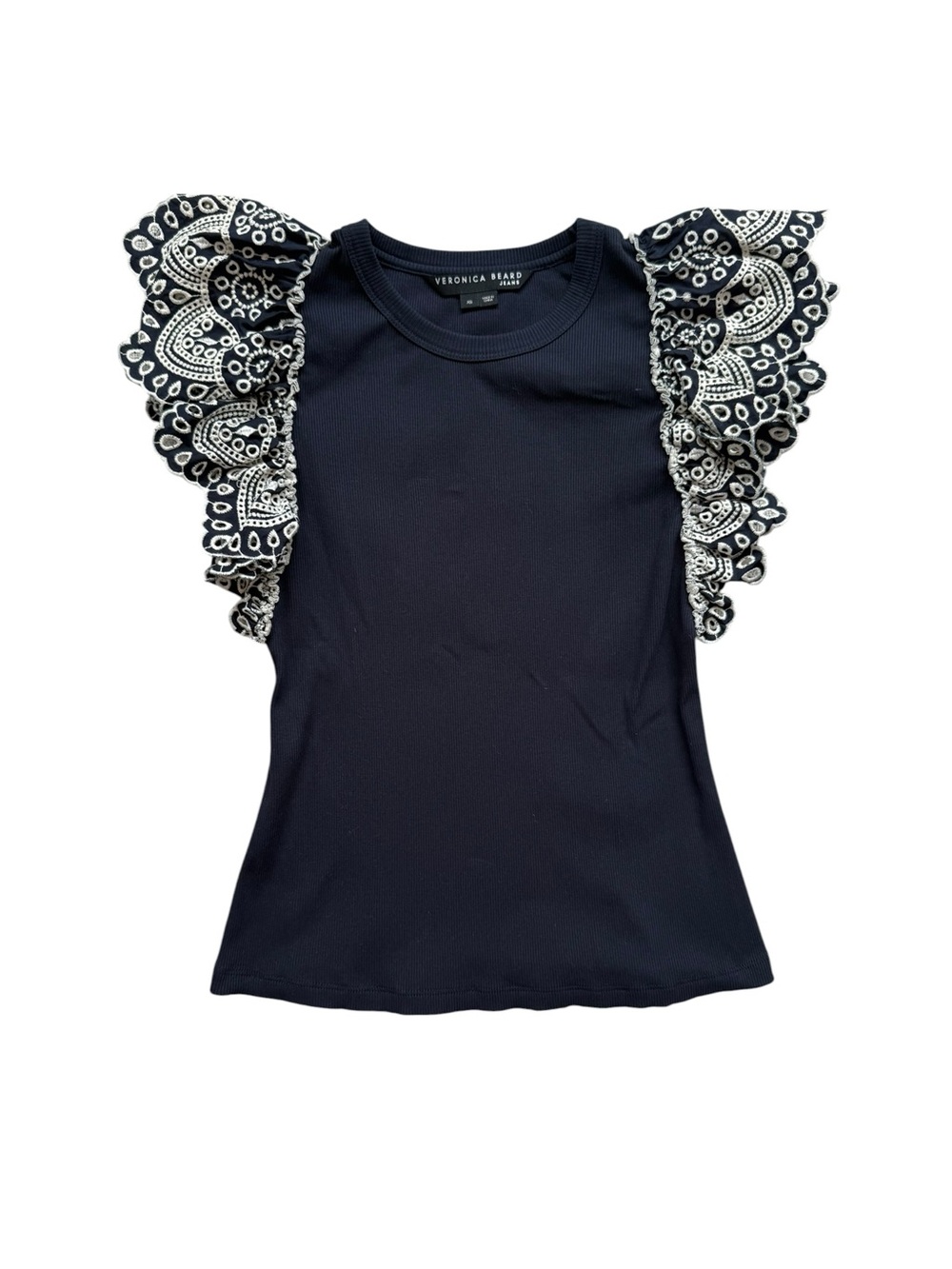Veronica Beard Julianka Embroidered Sleeve Top